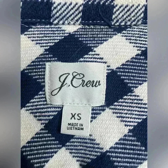 J CREW women’s Shirt-jacket in Stanton plaid flannel blue/cream size XS like new - Picture 9 of 11